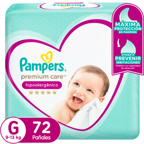 Pañal Pampers Premium Care Talla G 72 un